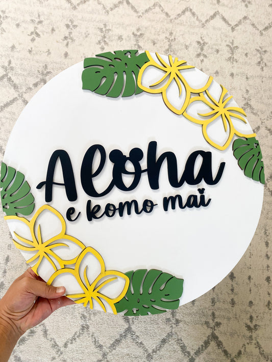 Aloha Plumeria Door Sign
