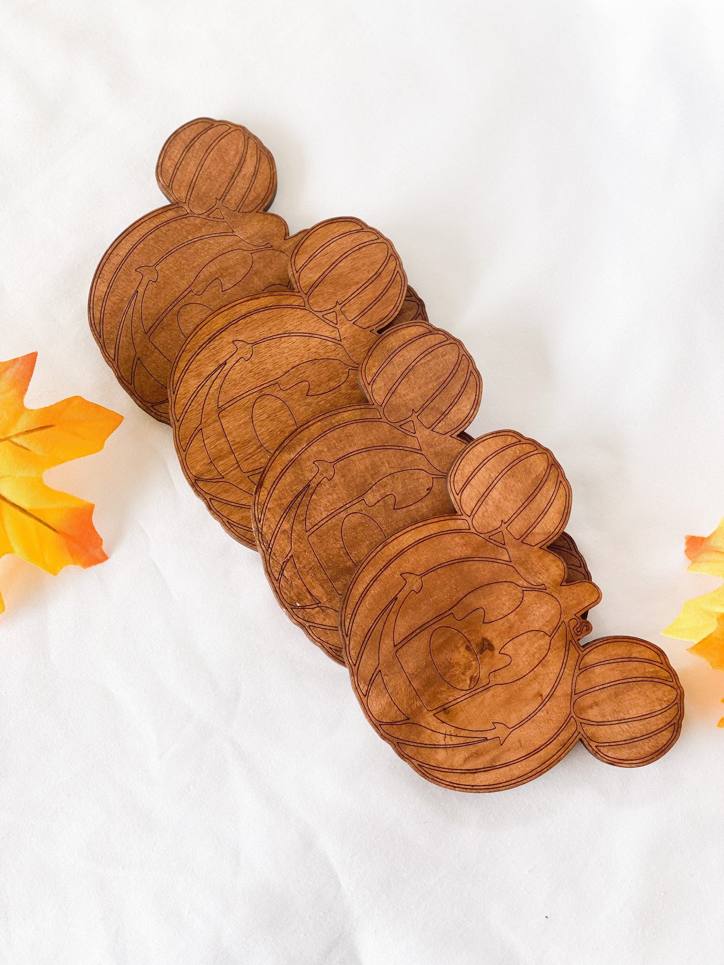 Pumpkin Mouse Wood Coaster