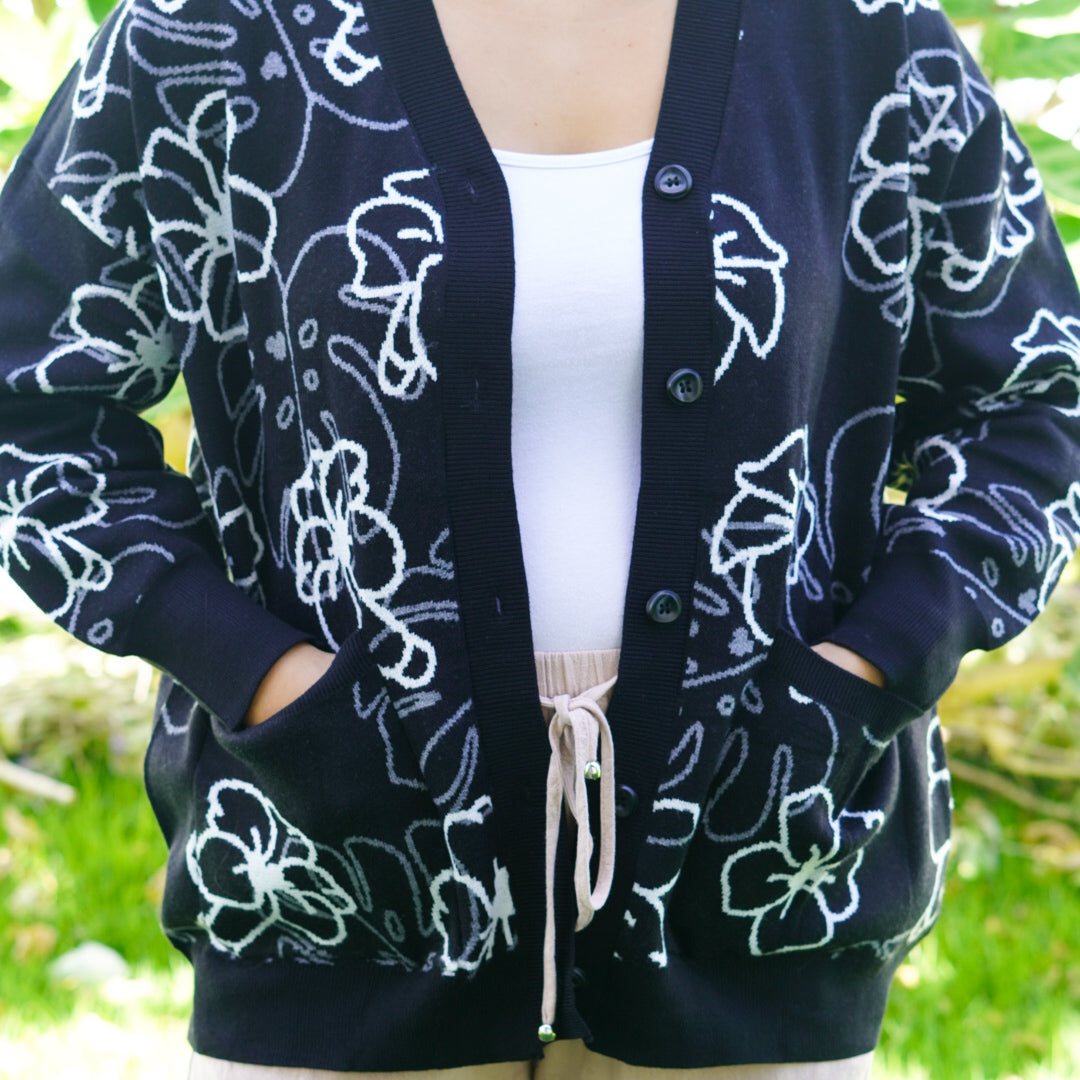 Black Puakenikeni Cardigan