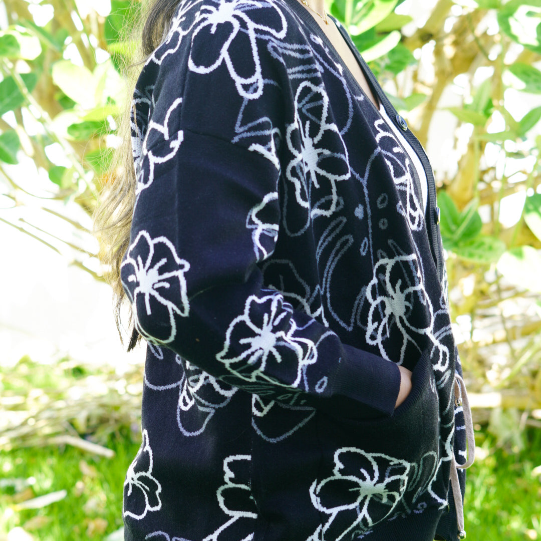 Black Puakenikeni Cardigan