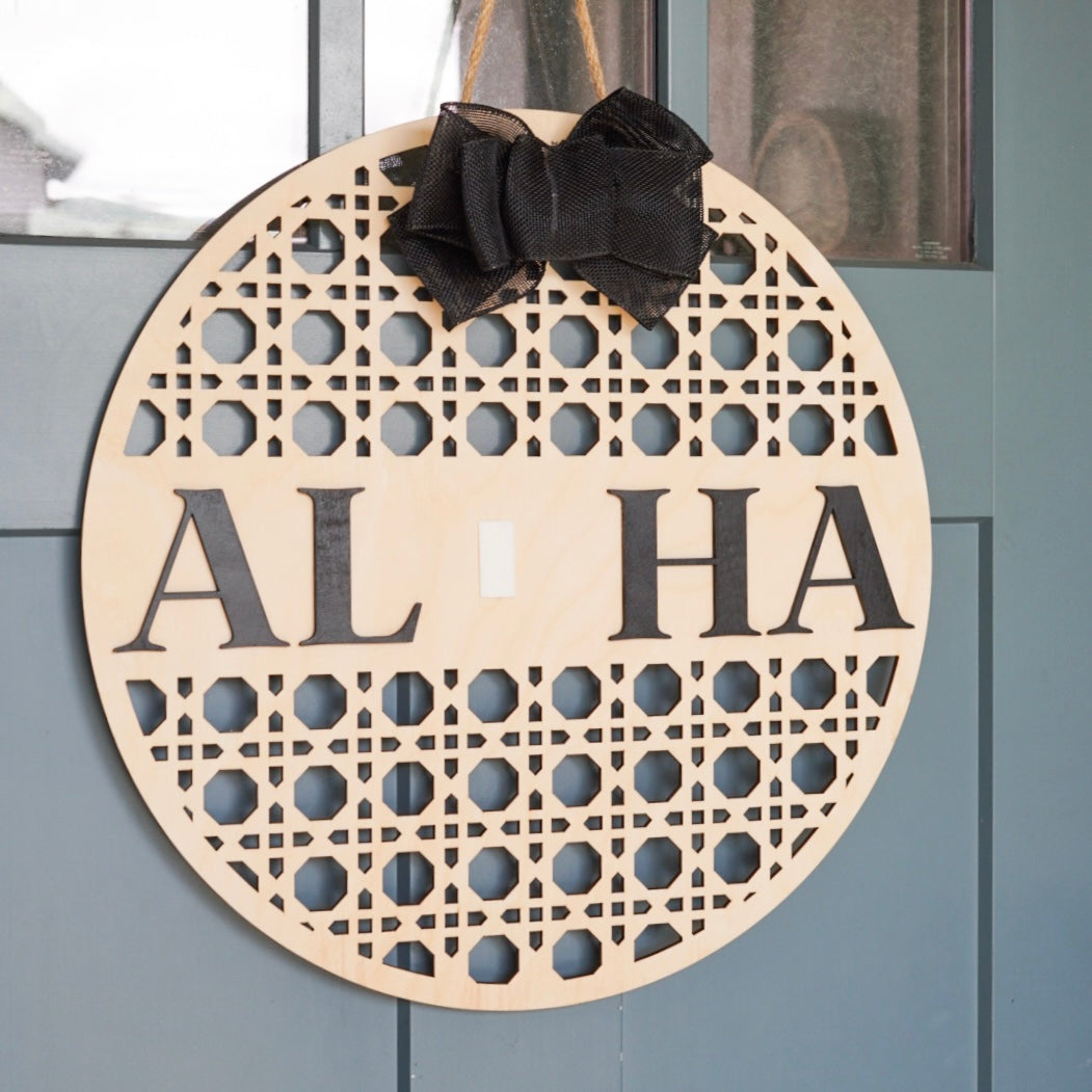 Rattan Interchangeable Door Sign