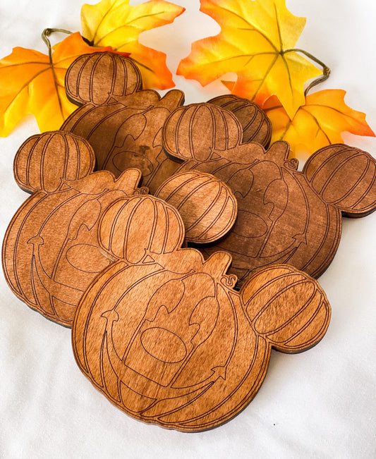 Pumpkin Mouse Wood Coaster